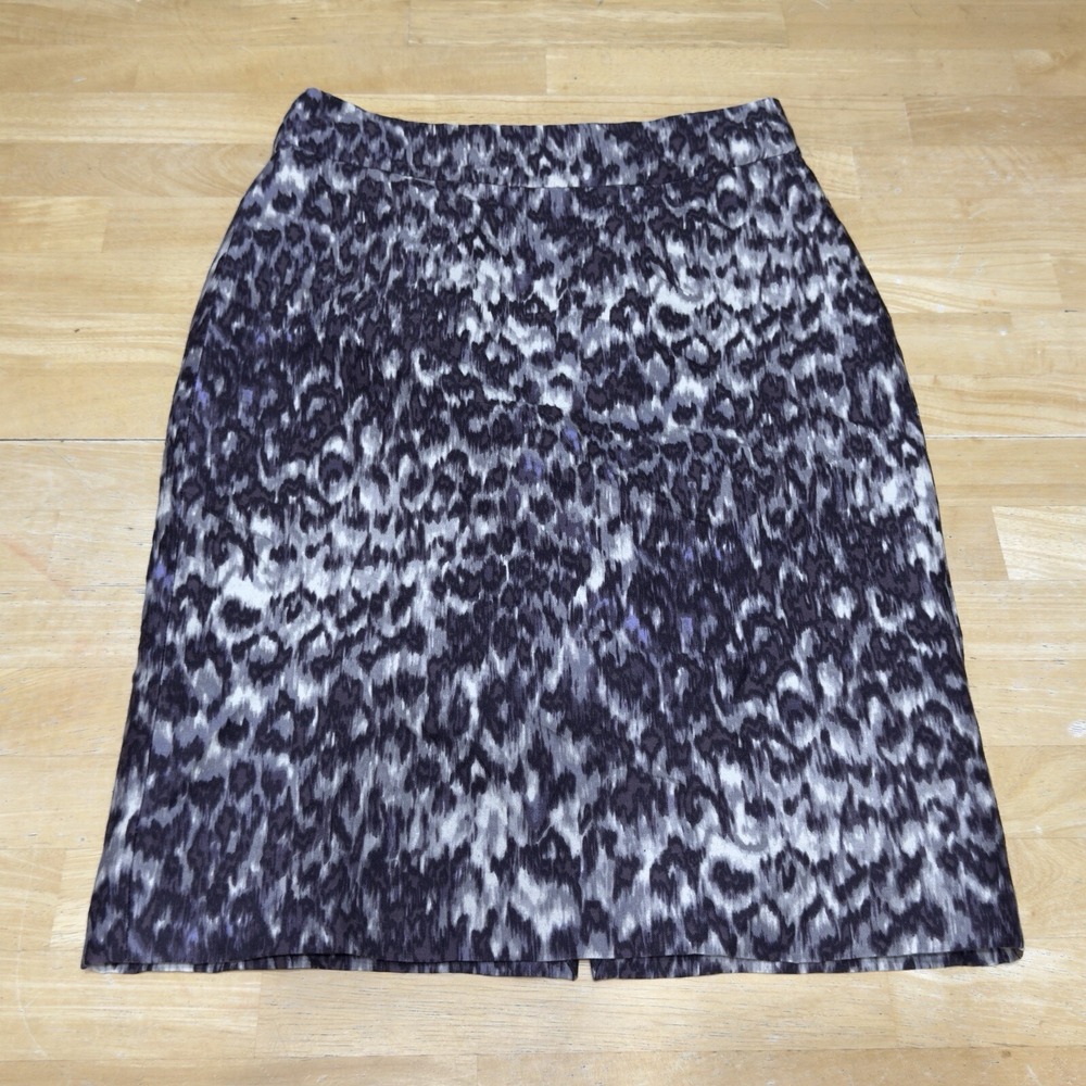 J Crew Women's Pencil Skirt Wool Silk Watercolor Leopard Print Lined Size 2